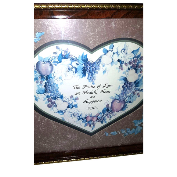 Vintage Retired Homco Home Interior The Fruits of Love 13”x 16” Framed Picture - Picture 5 of 8